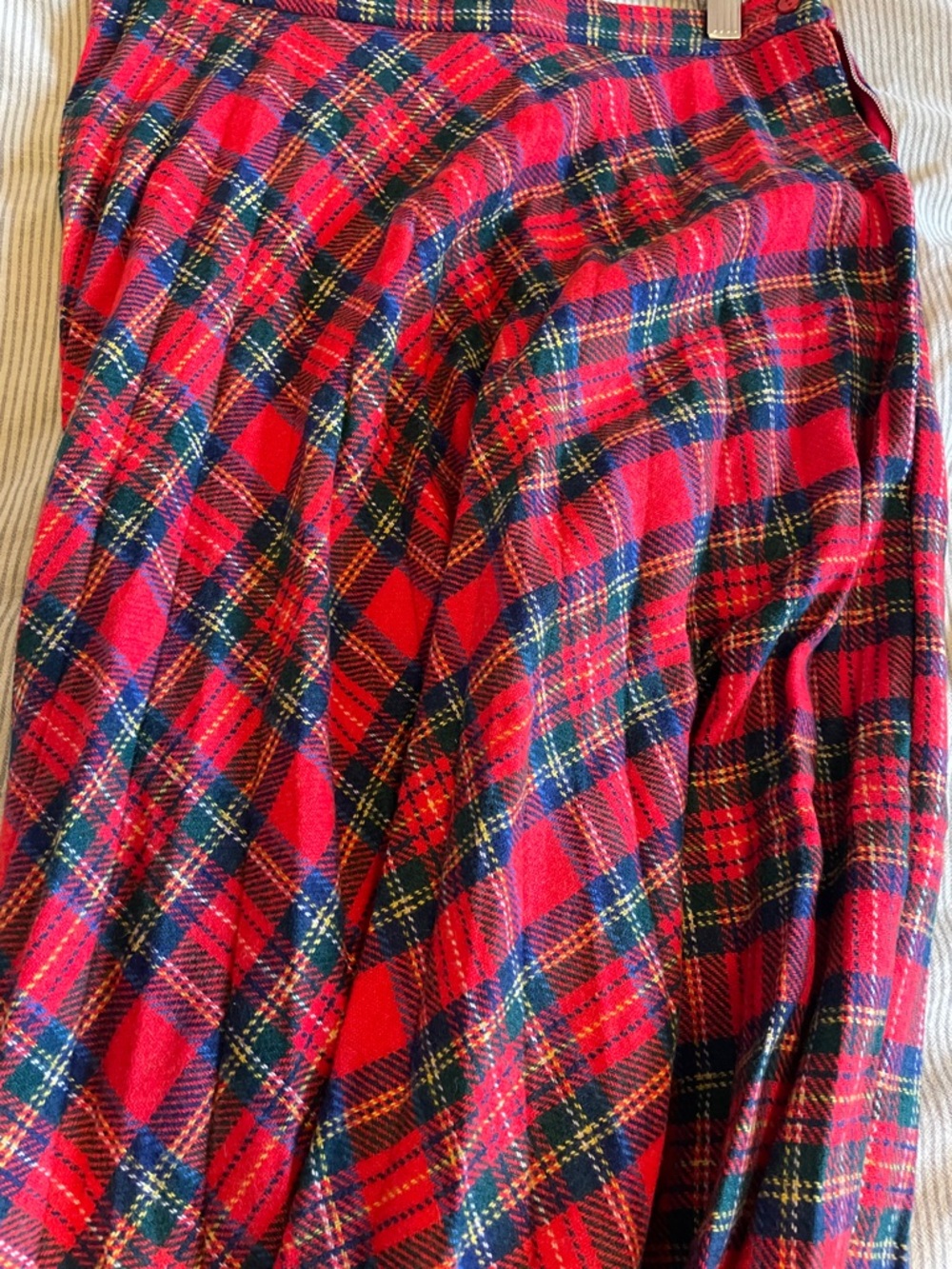 Red Plaid A-Line Midi Skirt - Picture 8 of 9